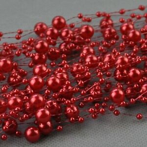 66 Yards Pearl Beaded Garland Wedding Bouquet Decor Craft on Spool Color Choice