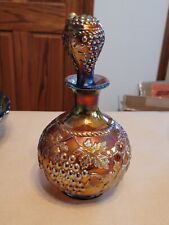 Nice Purple Northwood Carnival Glass Grape & Cable Cologne Bottle w Stopper