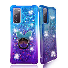 For Samsung Galaxy S20 FE 5G (6.5") Liquid Glitter Bling Case Phone Ring Stand