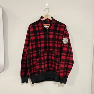 Vintage Polo Ralph Lauren Sportsman Quarter Zip Buffalo Plaid Fleece 1992 Sz M - Picture 1 of 5