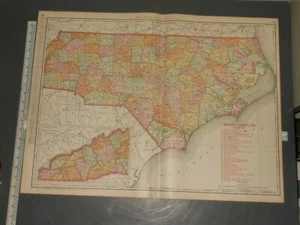 Antike Original Rand McNally Karte 27"x20" North Carolina - Bild 1 von 1