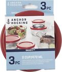 Anchor Hocking Classic Round Food Storage SnugFit Replacement Lids, Red 2 Cup