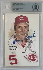 1980-02 Perez-Steele HOF #202 Johnny Bench Reds Signed Postcardcard Beckett 874 - Picture 1 of 2