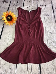 Charlotte Russe Sleeveless faux suede Rust/burgundy peplum Top- Sz. XS EUC - Picture 1 of 6