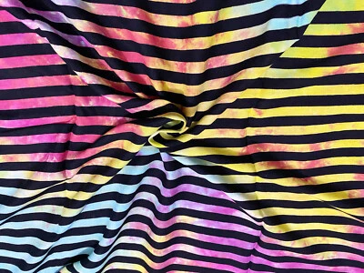 Rayon Tie Dye Multi Striped Fabric Dressmaking Sewing Crafts Fabric 10 Yards US - Image 1 of 4