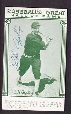 Luke Appling Autograph 1977 Exhibits Baseball's Great HOF Card Beckett Authentic - Image 1 of 2