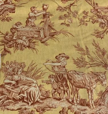 Nouveau Bergere Toile By 5th Ave Design For Covington Fabrics Red On Yellow 1+Yd - Image 1 of 4