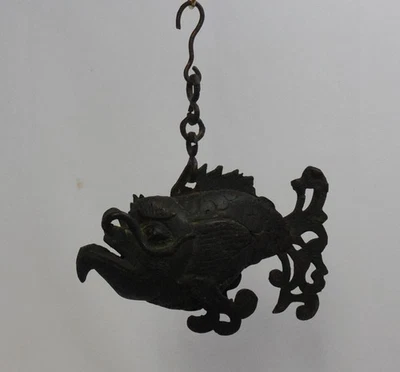 Старинная японская бронзовая благовонная горелка для рыб редкая 18 век - Изображение 1 из 4