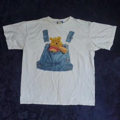 Camiseta De Colección Años 90 Disney Winnie The Pooh Adulto L Blanca En Mono Bolsillo Foto 1 de 4