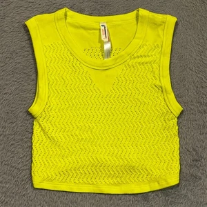 Free People Movement Mesh Crop Top Women's XS Highlighter Yellow Gym Training - Picture 1 of 9