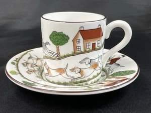 COALPORT "Jagdszene" flache Demitasse Tasse und Untertasse Set EUC - Bild 1 von 24