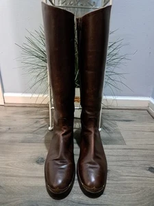 Stivali da equitazione vintage in pelle tacco zampa di gatto taglia 10,5 made in Spain - Foto 1 di 18
