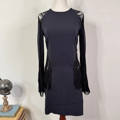 Mini Vestido Dion Lee Flecos Lazo Negro Medianoche Nuevo con Etiquetas Talla 6 Corte Avant Garde Foto 1 de 4