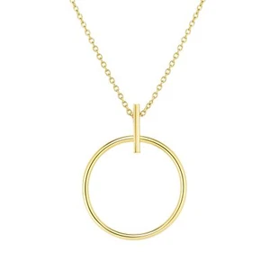 14K Yellow Gold Open Circle Pendant on 17" Chain Necklace Fine Jewelry - Picture 1 of 1