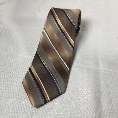 Corbata De Colección Sears Perma Prest Para Hombre Marrón Cobre Azul Rayas Diagonales 55" Foto 1 de 4