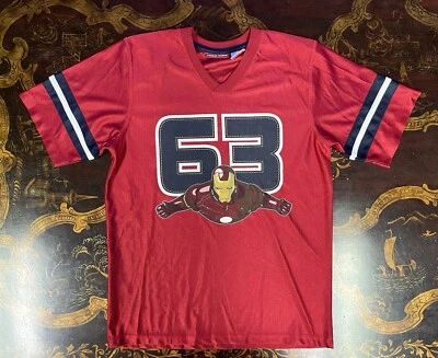 钢铁侠青年男孩红色黑色 63 短袖球衣 10-12 码 — 第 1/4 张图片