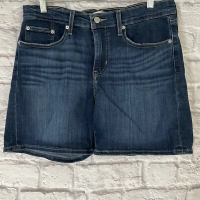 Levis Womens Mid Length Shorts Size 30 Dark Wash 5 Pockets - Image 1 of 4