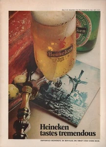 1974 Vintage HEINEKEN Draft & Dark Beer Breweriana Print Ad - Picture 1 of 1