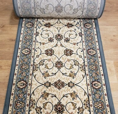 Rug Depot Traditional Oriental Hall and Stair Rug Runner - 26" Wide Ivory/Blue - Image 1 of 4