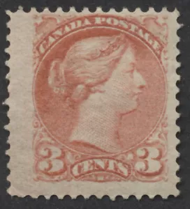 Canada #41a 3c Small Queen Rose Carmine Shade P 12 x 12.25 Fine Mint OG Hinged - Picture 1 of 3