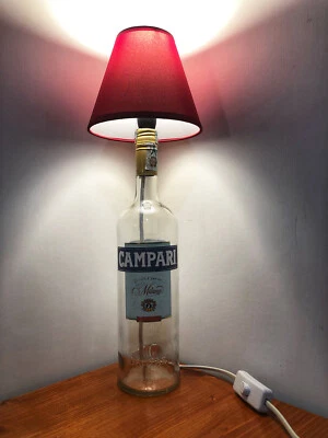 Lampada Campari Bitter da Tavolo Artigianale Bottiglia 1Ll Abat Jour Arredo Bar - Immagine 1 di 2
