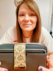 Mujeres Negro Serpiente de Cascabel Bolso sin asas Cartera con cremallera Tarjeta de crédito Teléfono Chequera Nuevo sin etiquetas - Imagen 1 de 11