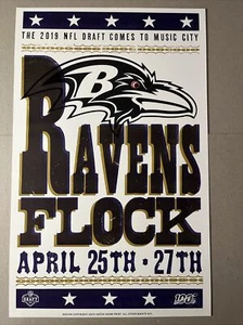 Póster oficial del draft de la NFL Nashville 2017 con impresión Hatch Show Baltimore Ravens - Imagen 1 de 2