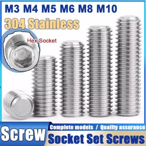 M3 M4 M5 M6 M8 M10 Set Screws, Allen, Plain Point, A2 Stainless, Hex Grub Screw - Picture 1 of 67