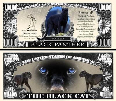 Black Panther Million Dollar Bill Play Funny Money Novelty with FREE SLEEVE