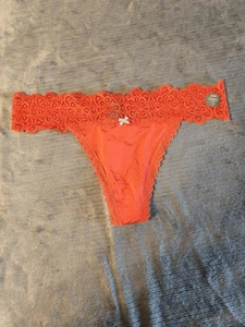 NWT Aerie American Eagle size L Red Orange Lace Side Panty - Picture 1 of 3