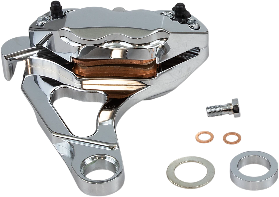 HawgHalters Direct Bolt-On 4 Piston Rear Caliper Kit Chrome Harley FL FX RKSTCC5 - Image 1 of 1