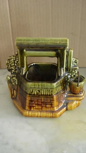 Vintage McCoy USA Wishing Well Pottery Planter Green Brown Glaze (605) - Picture 1 of 4