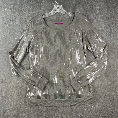 Top para mujer Velvet by Graham & Spencer pequeño gris lentejuelas bordado manga larga Foto 1 de 4