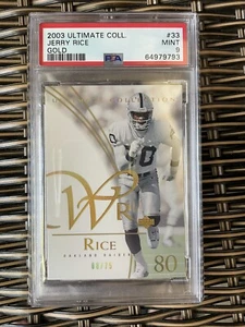 2003 UD Ultimate Gold #33 Jerry Rice Oakland Raiders /75 PSA 9 MINT 49ERS OTTIMO! - Foto 1 di 2