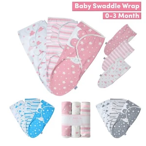 Cotton Baby Swaddle Wrap 0-3 Month Pack of 2,3 New Born Infant Sleeping Bag - Picture 1 of 34