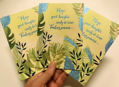3 Cards Hallmark Get Well Encouragement Hope Good Thoughts Have Healing Powers - Image 1 of 4