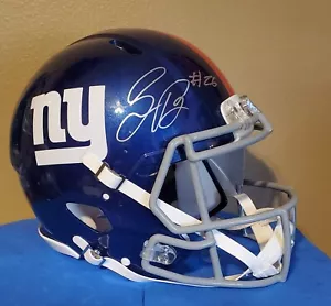 SAQUON BARKLEY SIGNIERTER AUTHENTISCHER NEW YORK GIANTS FULL SIZE SPEEDHELM PSA COA - Bild 1 von 5