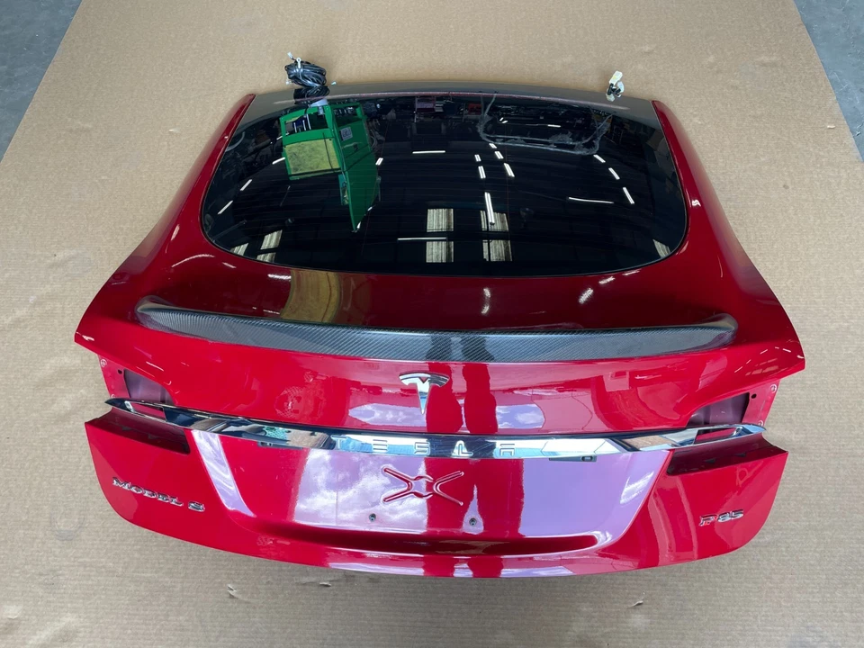 Porta traseira 12-15 Tesla Model S porta traseira porta traseira porta-malas vidro fibra de carbono vermelho 1584 fabricante de equipamento original - Imagem 1 de 4