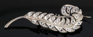 Antike viktorianische Feder Brosche Silber 19. Jh Zirkonia silver feather brooch - Bild 1 von 10