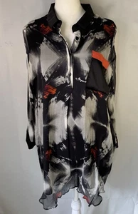 Elenyun Silk Tunic Top Goth Grunge Artsy Abstract Flowy Lagenlook Size Large - Picture 1 of 16