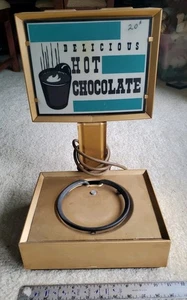 VINTAGE HOT CHOCOLATE LIGHTED ADVERTISING CARAFE WARMER DISPLAY SIGN - Picture 1 of 5