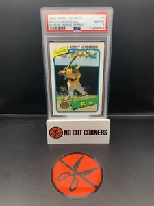 2001 TOPPS ARCHIVES FUTURE RC REPRINT #11 RICKEY HENDERSON PSA 8 - Picture 1 of 2