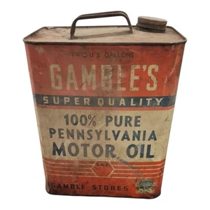 Antique 2 Gallon Gamble's Super Quality 100% Pure Pennsylvania Motor Oil Can. - Picture 1 of 7
