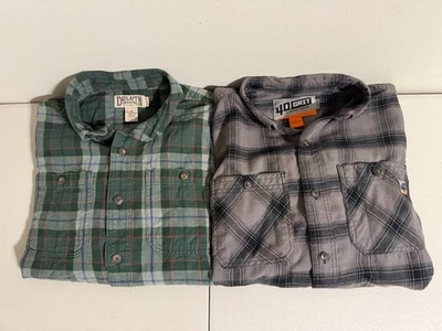 LOT of 2 👀 Duluth Trading Co + 40 Grit Mens Medium Plaid Flannel Shirt - Image 1 of 4