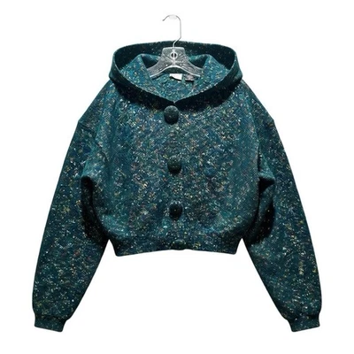 Cárdigan suéter con capucha vintage Paul Et Duffier para mujer M mohair jaspeado años 90 hada Foto 1 de 4