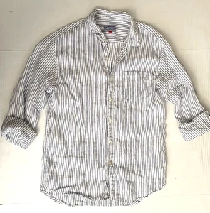 JACK'S CLOTHING MFG Womens L Stripe Button Shirt Linen OVERSHIRT LONG Beach Pool - Picture 1 of 11