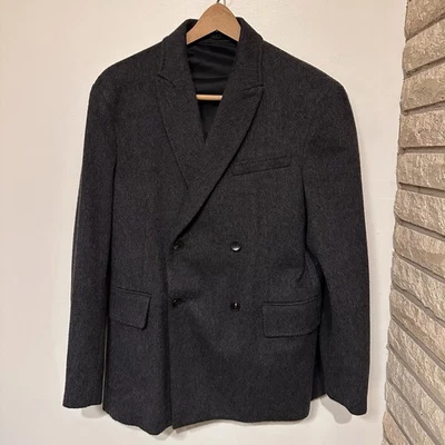 Mr P. Double-Breasted Unstructured Cashmere Blazer Gray, Medium - Image 1 of 4