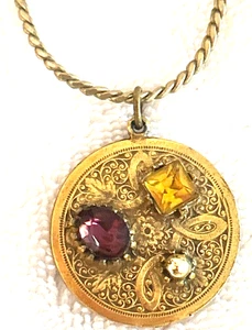 Collar colgante de piedras preciosas ART NOUVEAU de colección - Imagen 1 de 6