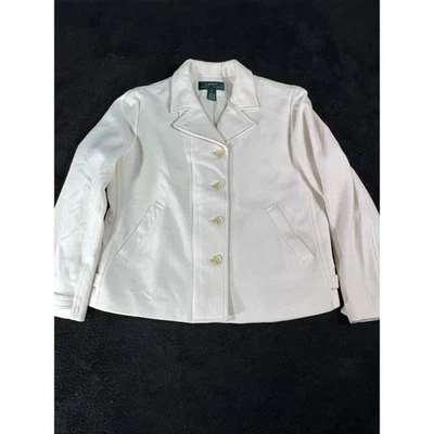 Chaqueta Blazer Lauren Ralph Lauren Marfil Angora Conejo Mezcla Lana Talla 10 Foto 1 de 4