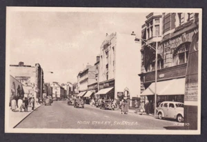 Wales Glamorgan SWANSEA High St c1950/60s Valentine Sepia postcard - Picture 1 of 2